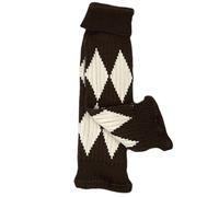 FIRSTXIU Jambières esthétiques en tricot côtelé pour femme avec motif argyle élégantes, couvre-bottes extensibles sans pieds, chaussettes mollets souples et élastiques, Couleur café., taille unique