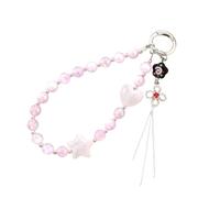 FIRSTXIU Lanière tendance en acrylique pour téléphone portable - Élégant pendentif en perles colorées - Chaîne de poignet anti-perte - Porte-clés de voiture avec design perlé, taille unique, Comme