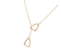 FIRSTXIU Lariat Collier étrier à double cheval - Collier unique en forme de fer à cheval - Ornement délicat pour les amateurs de chevaux, Acier inoxydable