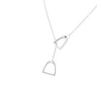 FIRSTXIU Lariat Collier étrier à double cheval - Collier unique en forme de fer à cheval - Ornement délicat pour les amateurs de chevaux, Acier inoxydable