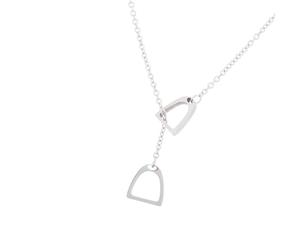 FIRSTXIU Lariat Collier étrier à double cheval - Collier unique en forme de fer à cheval - Ornement délicat pour les amateurs de chevaux, Acier inoxydable