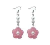 FIRSTXIU Lot de 2 boucles d'oreilles minimalistes géométriques en forme de fleur - Boucles d'oreilles en métal - Style rétro et simple - Convient pour les femmes, Length 7cm, Acrylique