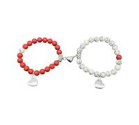 FIRSTXIU Lot de 2 bracelets magnétiques pour parents avec perles en forme de cœur assortis pour l'amitié du soleil et du papa