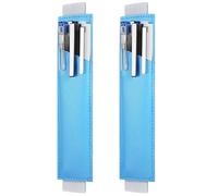 FIRSTXIU Lot de 2 trousses à crayons en cuir PU avec bande élastique réglable et étanche pour journal intime, carnet de notes, bleu