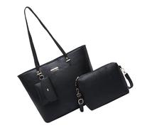 FIRSTXIU Lot de 3 sacs à main tendance pour femme - Sacs à bandoulière de grande capacité - Avec poignée supérieure - En cuir synthétique, Noir , Taille unique