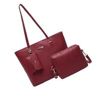 FIRSTXIU Lot de 3 sacs à main tendance pour femme - Sacs à bandoulière de grande capacité - Avec poignée supérieure - En cuir synthétique, Rouge, Taille unique