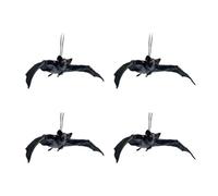 FIRSTXIU Lot de 4 chauve-souris réalistes à suspendre pour décoration d'Halloween pour jardin, cour, fenêtre, intérieur et extérieur