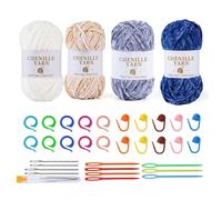 FIRSTXIU Lot de 4 pelotes de fil à crochet en coton doux pour bébé avec grand chas pour tricot, couverture, pull