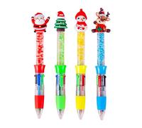 FIRSTXIU Lot de 4 stylos multicolores de Noël à pointe de 0,5 mm, rechargeables, lisses pour écrire, pour étudiants, artistes, écriture