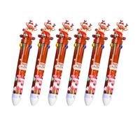 FIRSTXIU Lot de 6 stylos à bille de Noël 10 en 1 multicolores pour le bureau, l'école et les étudiants