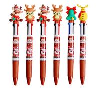 FIRSTXIU Lot de 6 stylos à bille de Noël 4 en 1 multicolores pour le bureau, l'école pour une écriture fluide