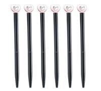 FIRSTXIU Lot de 6 stylos à bille en forme de cœur avec inscription en anglais « Love Heart » - 1 mm - Stylos décoratifs pour l'école, le bureau, le travail