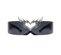 FIRSTXIU Lunettes de soleil punk en forme de cœur - Grand bouclier - Populaires des années 2000 - Pour un usage quotidien - Photoshots de rue - Mascarades, gris