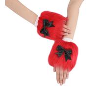 FIRSTXIU Mitaines en fourrure à manches courtes pour Halloween, bal masqué, bal, Rouge, taille unique