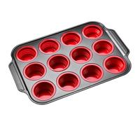 FIRSTXIU Moule à cupcakes en silicone pliable et facile à utiliser pour 12 ou 6 moules à gâteaux pour œufs, muffins et friandises, gâteaux, pain, outil de cuisson
