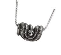 FIRSTXIU Ouroboros Collier avec pendentif serpent en acier inoxydable avec breloque gothique pour homme et femme, Acier inoxydable