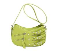 FIRSTXIU Petit sac à bandoulière tendance pour femme en cuir PU souple sac à main rétro avec sangle réglable, Vert, Taille unique