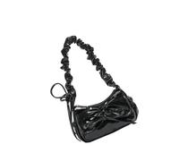 FIRSTXIU Petit sac carré élégant en cuir souple avec nœud papillon décontracté pour femme, Noir , Taille unique