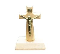 FIRSTXIU Piédestal en bois sculpté Jésus pour table en croix, autel, décoration d'église, faveur religieuse, crucifix debout avec base 11,9 x 6,3 cm