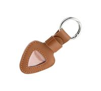 FIRSTXIU Porte-médiators de protection portable en forme de triangle, étui de rangement pour guitare, conteneur pratique, texture PU, porte-clés, marron