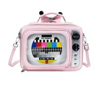 FIRSTXIU Retro Designs School Baackpack Sac à bandoulière pour femme avec fenêtre transparente et sangle réglable pour un usage quotidien, rose, As shown in the picture (error 1-3cm)