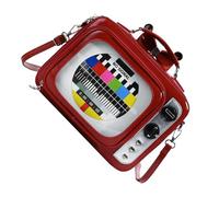 FIRSTXIU Retro Designs School Baackpack Sac à bandoulière pour femme avec fenêtre transparente et sangle réglable pour un usage quotidien, Rouge, As shown in the picture (error 1-3cm)