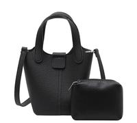 FIRSTXIU Sac à bandoulière de couleur unie pour femme - Sac à main simple à bandoulière - Sac à main tendance pour tous les jours - Seau à bandoulière simple de couleur unie pour tous les jours, Noir
