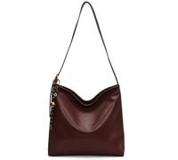 FIRSTXIU Sac à bandoulière de grande capacité style rétro pour le travail et les trajets avec sac à main pratique en cuir PU, rouge vin, Taille unique