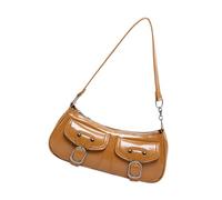FIRSTXIU Sac à bandoulière décontracté pour femme Style vintage Sac à main en cuir PU pratique pour diverses occasions, marron, Taille unique