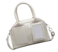 FIRSTXIU Sac à bandoulière élégant en cuir synthétique léger avec sangle réglable pour un usage quotidien, voyage, travail, blanc, 24x10x16cm