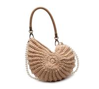 FIRSTXIU Sac à bandoulière élégant pour femme tissé à la main avec poignée sur le dessus, kaki, 26x27cm