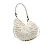 FIRSTXIU Sac à bandoulière élégant pour femme tissé à la main avec poignée sur le dessus, Lait blanc, 26x27cm