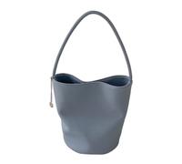 FIRSTXIU Sac à bandoulière en cuir PU souple pour femme coréenne, couleur unie, seau de grande capacité, sac à main décontracté, sac à main en cuir PU, bleu, One Size