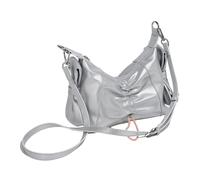 FIRSTXIU Sac à bandoulière en cuir synthétique avec nœud pour femme - Sac à main plissé sous les bras pour les voyages, Argenté., Taille unique