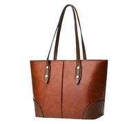 FIRSTXIU Sac à bandoulière en cuir synthétique pour femme - Léger - Grande capacité - Pratique - Avec poignée supérieure - Pour le travail, les voyages, le shopping, marron, Taille unique
