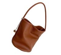 FIRSTXIU Sac à bandoulière en cuir synthétique pour femme Style coréen Sac seau assorti, marron, 19*24cm