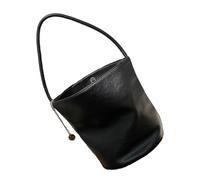 FIRSTXIU Sac à bandoulière en cuir synthétique pour femme Style coréen Sac seau assorti, Noir , 19*24cm