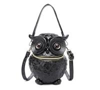 FIRSTXIU Sac à bandoulière en relief 3D en forme de hibou - Sac à main créatif punk pour femme - En forme d'animal - Convient pour diverses occasions, Noir , Taille unique
