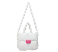 FIRSTXIU Sac à bandoulière léger en nylon matelassé avec rembourrage en duvet doux pour femme Sac à main élégant de grande capacité, blanc, Taille unique