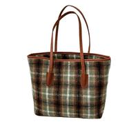 FIRSTXIU Sac à bandoulière pour femme avec poignées sur le dessus - Sac à main à carreaux - Sac à bandoulière décontracté de grande capacité pour l'école et le travail, Vert Brun Ha, Reference image