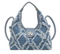 FIRSTXIU Sac à bandoulière rétro en toile denim simple et élégant pour femme et fille, bleu, Reference size chart