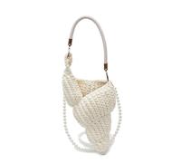 FIRSTXIU Sac à bandoulière tendance avec sangle perlée Sac élégant en coquillages Sacs à bandoulière tissés à la main Sacs de transport, Lait blanc, Taille unique