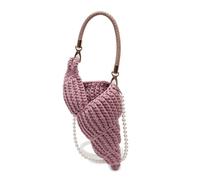 FIRSTXIU Sac à bandoulière tendance avec sangle perlée Sac élégant en coquillages Sacs à bandoulière tissés à la main Sacs de transport, rose, Taille unique
