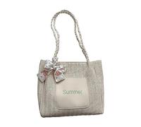 FIRSTXIU Sac à bandoulière tissé élégant pour femme, léger et pratique, grande capacité, sac tendance qui améliore votre style, blanc, Reference image information