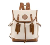 FIRSTXIU Sac à dos de voyage pour femme en tissu Oxford décontracté grande capacité Sac à dos étudiant Sac à dos d'école pour le travail quotidien, Blanc/marron, As shown in the picture (error 1-3cm)