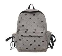 FIRSTXIU Sac à dos en velours côtelé avec nœud papillon pour étudiantes, sac à dos doux et confortable, sac à dos pour l'école, le shopping et les voyages, gris, As shown in the picture (error 1-3cm)