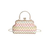 FIRSTXIU Sac à main coloré tissé avec poignée supérieure pour femme avec intérieur spacieux, adapté pour le shopping et les voyages pour les filles, Chaud., Reference image information