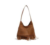 FIRSTXIU Sac à main élégant pour femme - Grande capacité - Sac à bandoulière à pompons - Sac à main décontracté pour tous les jours, marron, 29x29.9x11cm