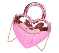 FIRSTXIU Sac à main moderne en forme de cœur pour femme - Sac à bandoulière - Sac à bandoulière avec chaîne - Sac à main de soirée pour femme, rose, Taille unique