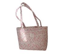 FIRSTXIU Sac de courses tendance en coton matelassé pour femme avec motifs floraux grande capacité sac à main décontracté rembourré sac à bandoulière, 6, 40*8*26cm